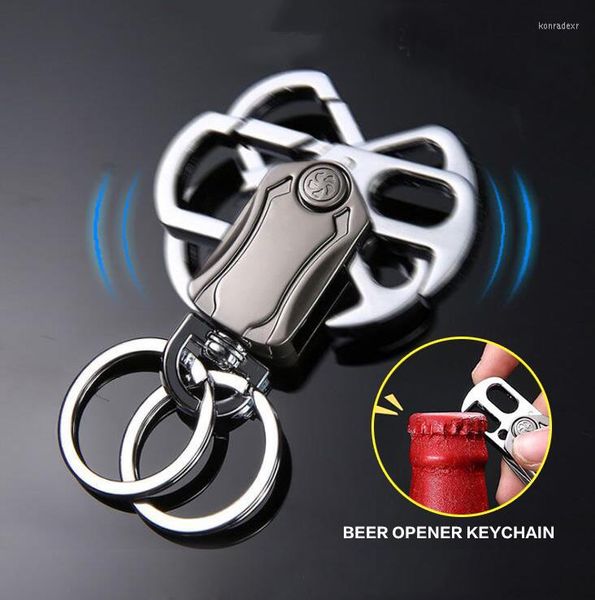 Llaveros Llavero de abridor de cerveza portátil Llavero giratorio de 360 grados Metal para hombres Gyro Multi herramienta Coche Regalo creativo