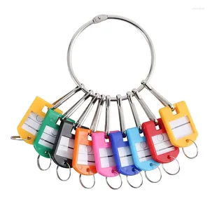 Sleutelhangers Draagbare metalen ringsleutelorganizer met veerhaken, tags en labelvenster