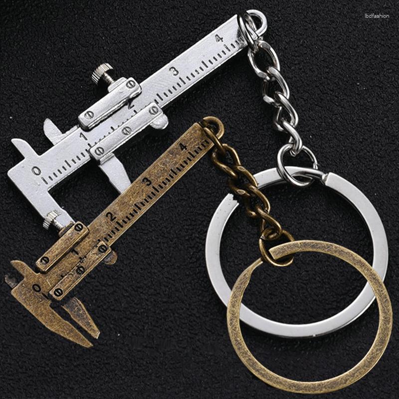 Keychains Mini Regla Metal Vernier CALIPER CADENA CADENA MODEDA MOVILLA