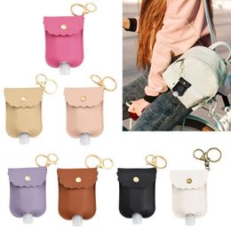 Porte-clés Bouteille de compression portable Vide Voyage en plastique étanche pour désinfectant pour les mains avec porte-clés en cuir ClipsKeychains Fier22