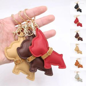 Porte-clés en cuir PU chien porte-clés sac charmes porte-clés en métal dessin animé animal chiot Shiba porte-clés femmes bijoux hommes anneau de voiture