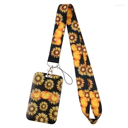 Portachiavi Zucca Girasole Cordino Portadocumenti Borsa Studente Donna Copertina della carta di viaggio Badge Portachiavi per auto Regali Accessori