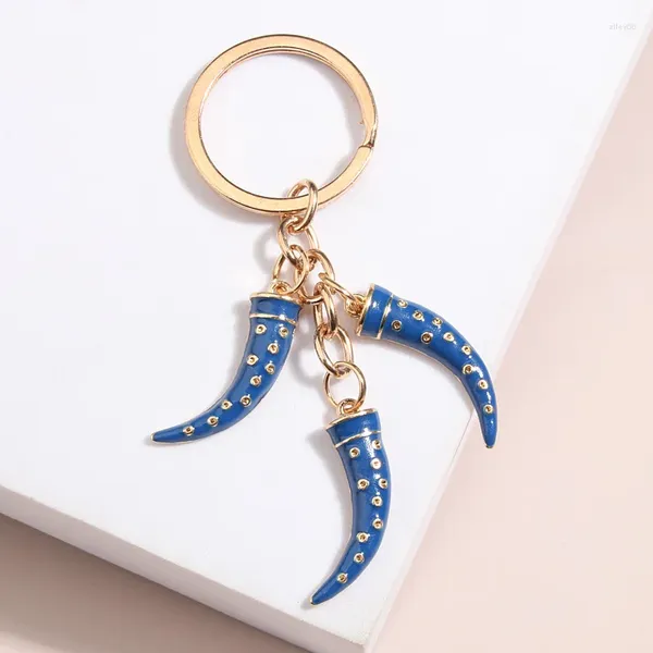 Keychains Enamelo Punk Keychain Horn Horn Ring Cadenas de ganado Regalos de recuerdo para mujeres Menores Accesorios de bolsillo Carreteras Carreteras Joyas Diy