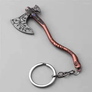 Keychains punk mode sieraden god van oorlog 4 kratos ax uitstekende kristal gesneden patroon hangers sleutelhouder souvenir