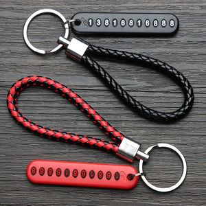 Porte-clés Punk mode cuir pendentif porte-clés pour femmes hommes voiture porte-clés Anti-perte plaque d'immatriculation tressé porte-corde