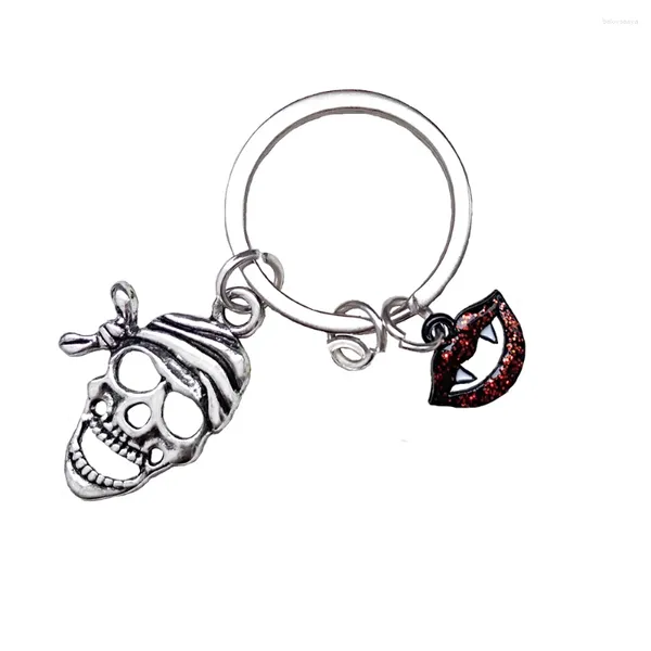 Llaveros Punk Llaveros Joyería del hombre Personalidad Cráneo Pirata Vampiro Labios Metal Regalo de vacaciones Lotes para ofrecer Joyería al por mayor 5 piezas