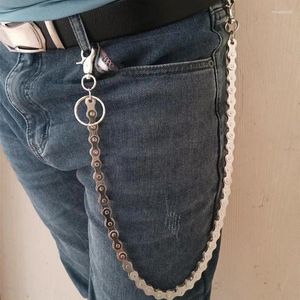 Sleutelhangers Punk Rock Unieke Metalen Minimalistische Fietsketting Voor Mannen Vrouwen Trendy Hip Hop Taille Broek Jeans Rok Sieraden