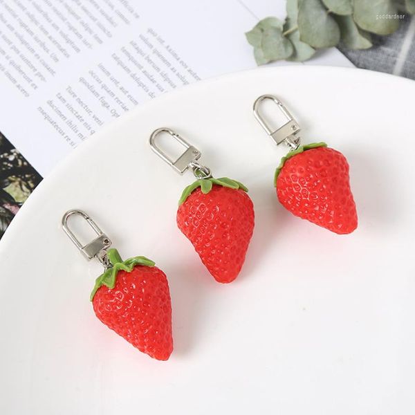 Porte-clés PVC Mignon Fruit Fraise Porte-clés Baies Pendentif Sac À Dos Bourse Charmes Mobile Téléphone Ornement Suspendu Femme Fille Bijoux