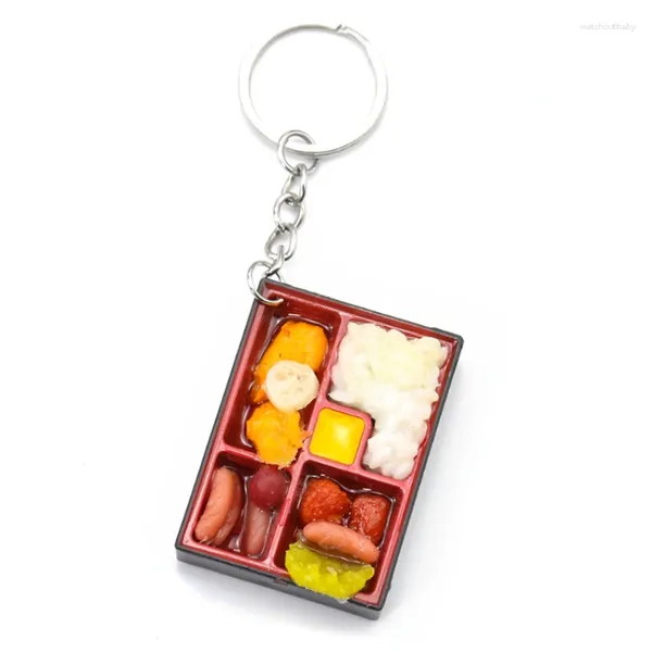 Keychains PVC Mini Bento Keychain Pic en pique-nique Déclusion Fast Food Pendant Anneau de manche