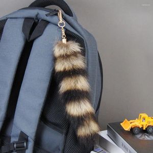 Porte-clés Racoon Fur Tail Porte-clés Exagéré Berserk Mignon Chaîne Sacs Charme Animal Couple Sac À Main Cadeau Pendentif Clé Lanya Accessoires