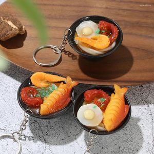 Llaveros Ramen Noodle Llavero Japonés Sushi Udon Bowl Bolsa Colgante Regalo Juguetes para jugar a las casitas para niños