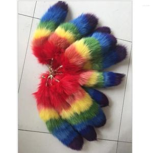 Keychains Real Fur Tail Keychain Bag hangtas auto schattige sleutelring kwast pompom rugzak charme vrouwen geschenken groothandelsprijs