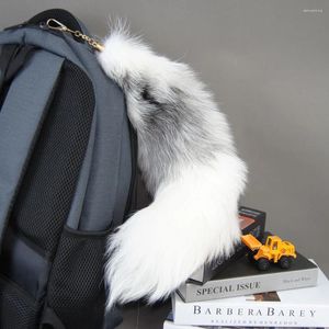 Keychains Real Fur Tail Keychain for Women Men Pompom Personalidad Bag Party Carrero Llave Holder Accesorios Fluffy Cadena Regalo