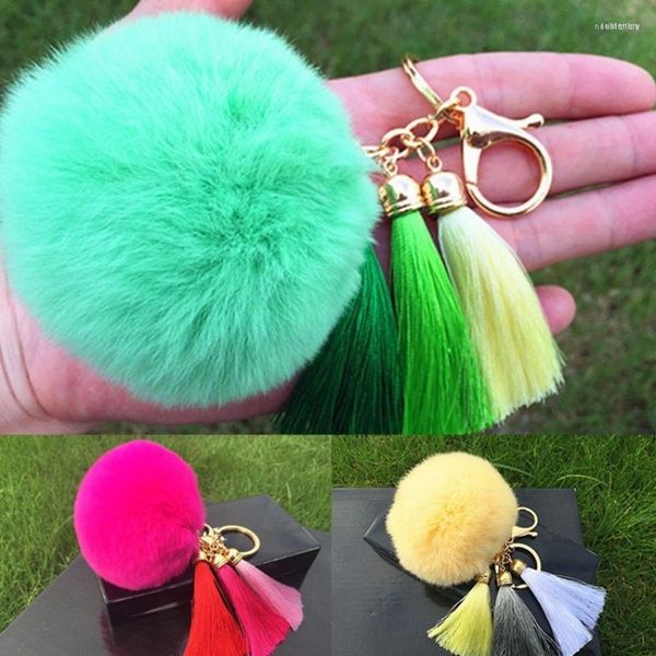 Llaveros Real Rex Fur Pom Keychian Bolas Llaveros 8 Cm PomPon Llavero Para Coche Bolsa Cadenas Colgante