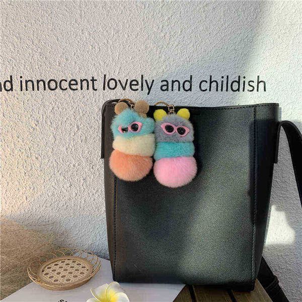 Porte-clés réaliste doux en peluche peluche chenille porte-clés mode décoration sac à dos sac à main pendentif coton ornement porte-clés en gros T220909