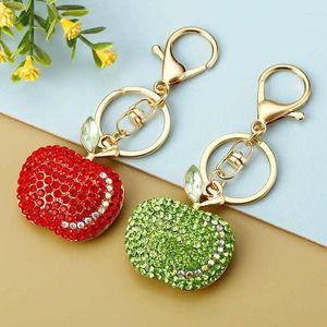 Porte-clés rouge/vert couleur pomme porte-clés femmes/hommes breloques en cristal porte-clés filles sac ornements bijoux de fruits