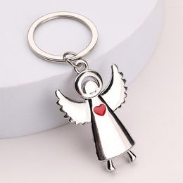 Keychains Red Heart Angel Key Chain Gift Car Ring Women Men Metal Keychain Lovers Group Patry Jewelry Holder