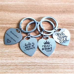 Keychains onthoud dat ik van je hou mam Thanksgiving Mother's Day Roestvrij staal ooit sleutelhanger mannen en vrouwen sieraden