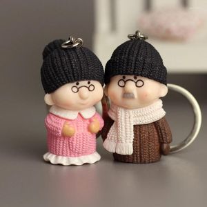 Porte-clés résine tricoté poupée de laine grand-père grand-mère couple porte-clés pendentif matériau solide saint valentin noël doux cadeaux romantiques