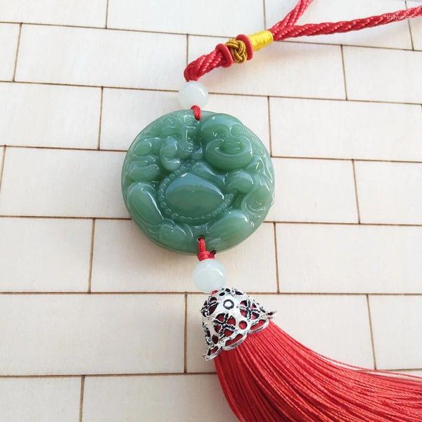 Keychains Retro China Tang Tang Wanfu Winist con adornos colgantes Tassels imitación Jade colgante Estatua de buda de buda