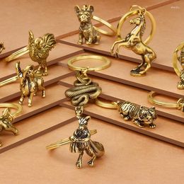 Keychains Retro Zodiac Brass Cars Keychain hanger mannen en vrouwen schooltas accessoires schattig creatief geschenk K4559