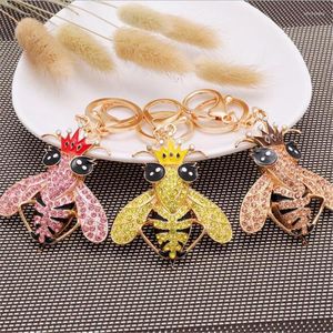 Keychains Rhinestone Bee Keyrings for Women Crystal Cool Insect Bag Pendant Car Key Chains Holder Rings Drop