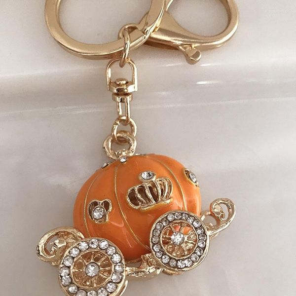 Llaveros Llavero de calabaza esmaltado con diamantes de imitación/joyería 2023/chaveiro/llaveros/porte Clef Marque/strass/recuerdos de cumpleaños/regalo