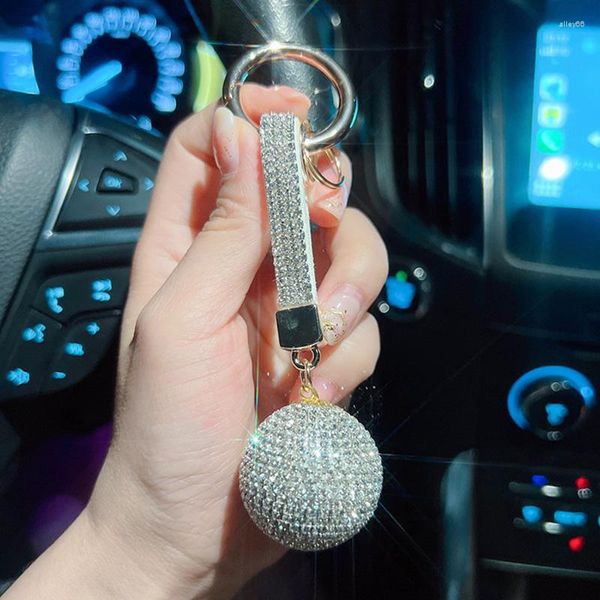 Llaveros Adorno de diamantes de imitación Bola de cristal Strass personalizada Llavero de moda Colgante de dijes Bolso de coche exquisito Llavero Mujer Chica Jewelr