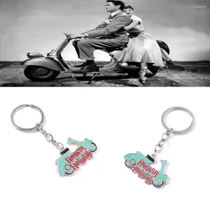 Sleutelhangers Romeinse vakantie sleutelhanger Audrey Hepburn prinses Ann Joe Bradley VESPA motorfiets sleutelhanger voor vrouwen mannen souvenir sieraden geschenken