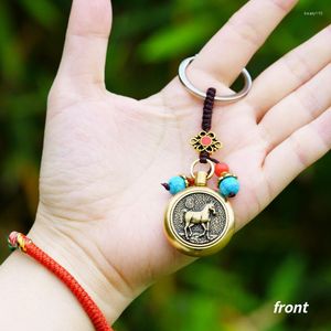 Llaveros Moneda de bronce giratoria y con estilo chino 12 Animal del zodiaco en un llavero de coche de latón de alta calidad Accesorios Cobre giratorio