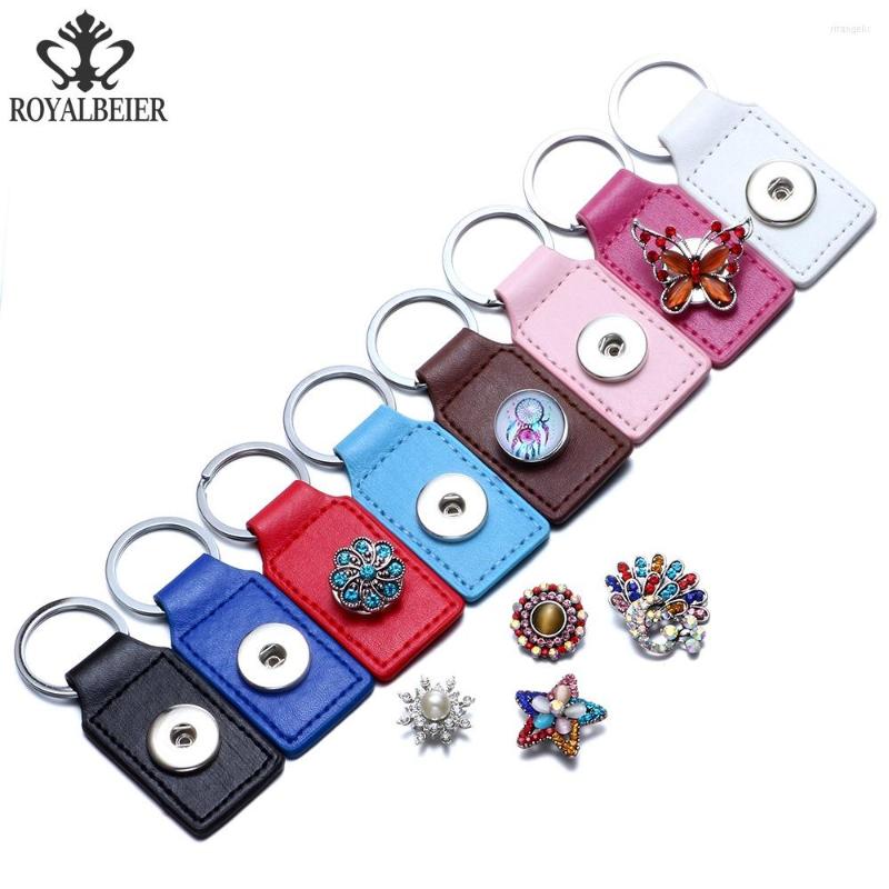 Keychains Royalbeier 10st DIY Multi Colors Fit 18mm Snaps Key Ring Hang Bag/Car Holder Pendant Metal Keychain Unisex