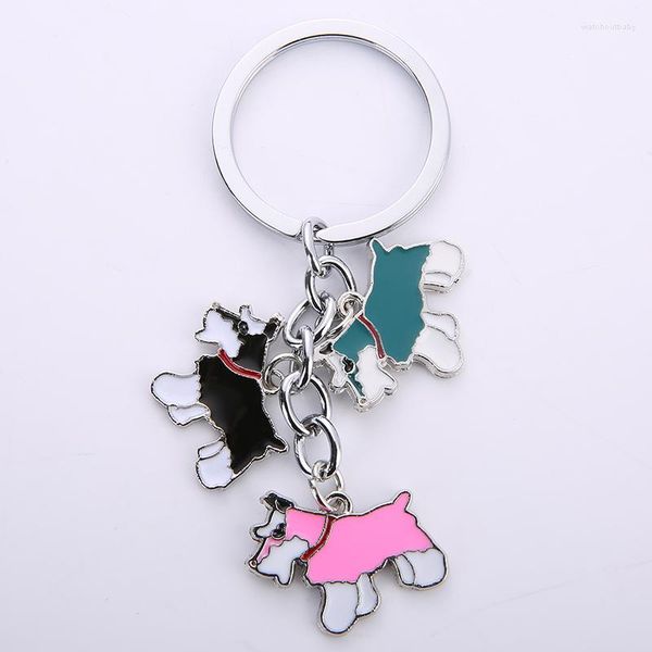 Porte-clés Schnauzer chien porte-clés pour hommes femmes alliage métal pendentif sac breloque voiture porte-clés ami porte-anneau cadeaux