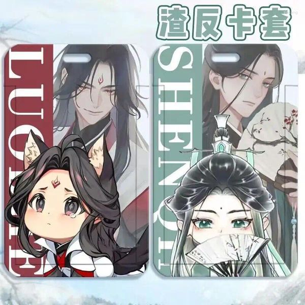 Porte-clés Scum Villain Système d'auto-économie Porte-clés Couverture de carte Anime Shen Qingqiu Luo Binghe Cosplay Porte-clés Lanyard Bus Set Pendentif