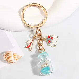 Keychains Sea Keychain Starfish Fishtail Conch Luminous Drift Bottle Key Ring Ocean Chains Souvenir Gifts For Women Men Diy Sieraden