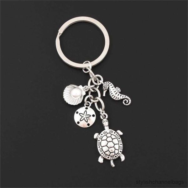 Llaveros Seahorse and Turtle Charms Llavero Starfish Shell Keyring Making For Souvenir Gift Jewelry