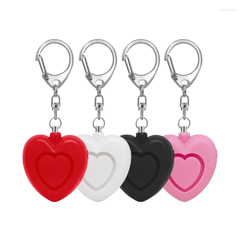 Keychains Security Anti Attack Self Defense Alarm Keychain Mini Heart Shape 130Db Loud Sound Women Kids Safety Personal
