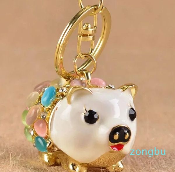 Porte-clés vente bricolage porte-clés animal cochon porte-clés strass métal porte-clés élégant sac pendentif émail Llaveros 3D mini bijoux