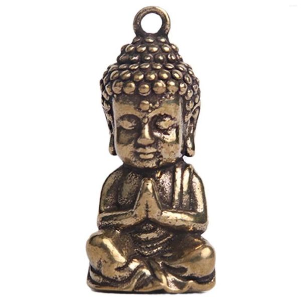 Llaveros Shakyamuni Buda Estatua Mini Bronce Pequeña Escena Accesorios Llavero Mesa de Té Decoración del Hogar