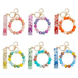 Porte-clés Sile Perles Bracelets Porte-clés Jamais Perdu Porte-clés Cadeaux Pour Maman Grand-mère Sœurs Cadeau D'amitié Pas De Conception De Clip Touchant Dr Dh9Ee