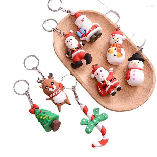 Porte-clés en silicone, porte-clés de noël, mignon, arbre en caoutchouc souple, cerf, bonhomme de neige, pendentif père noël, cadeaux