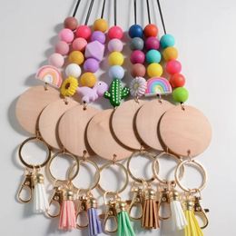 Porte-clés en silicone marguerite disque perlé enseignant lanière porte-certificat pendentif à breloque porte-clés cadeau de vacances conception 2023