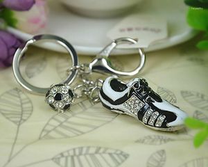 Porte-clés argent Football chaussures sport porte-clés mode bijoux femmes sac cristal strass pendentif à breloque porte-clés saint valentin cadeau