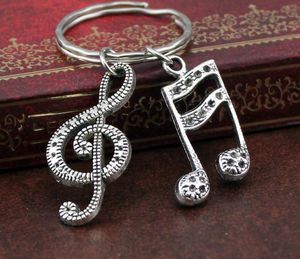 Llaveros Plata Música Nota Clave de sol Llaveros Cadenas Accesorios para mujeres Hombres Joyería de moda