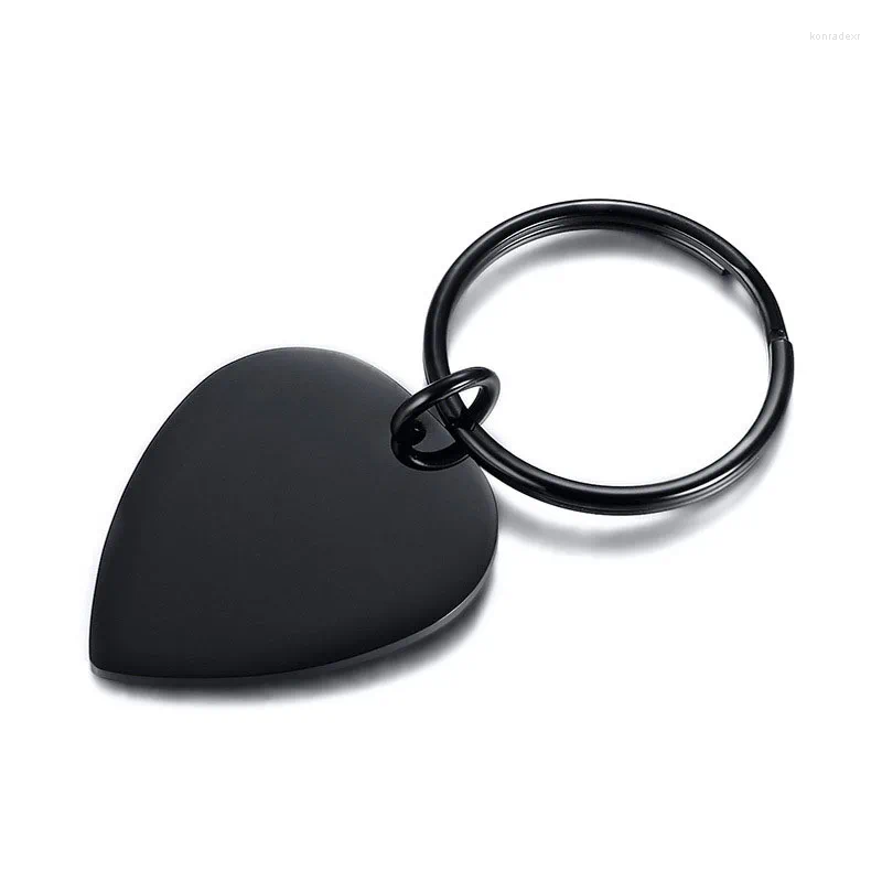 Keychains Simple Black Stainless Steel Women And Men Keychina Fashion Peach Heart Keyring Christmas Gift Jewelry Accessories