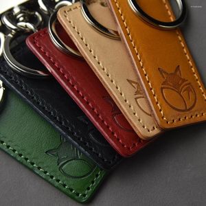 Porte-clés Simple Métal Cuir Voiture Porte-clés Creative Végétal Tanné Porte-clés Pendentif Le Même Style Pour Hommes Et Femmes