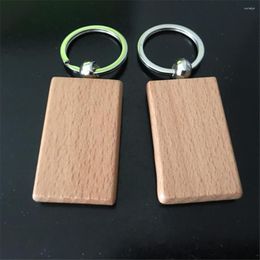 Keychains Simple Wood Products Solid Creative Keychain Beechwood Keyring Hanger Round Ronde rechthoek Key Rings Geschenken voor mannen Women