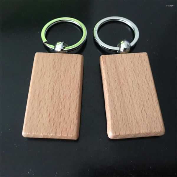 Porte-clés Produits en bois simples Porte-clés créatif solide Porte-clés en bois de hêtre Pendentif rond rectangle forme porte-clés cadeaux pour hommes femmes