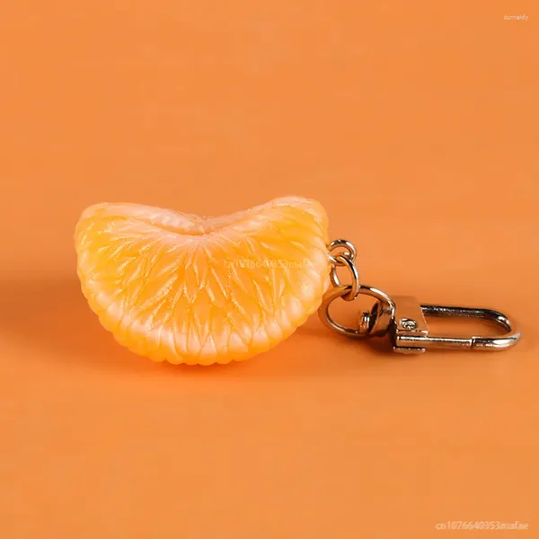 Llaveros Llavero naranja simulado para mujer bolso colgante 3D divertido llavero de fruta realista lindo accesorio regalo