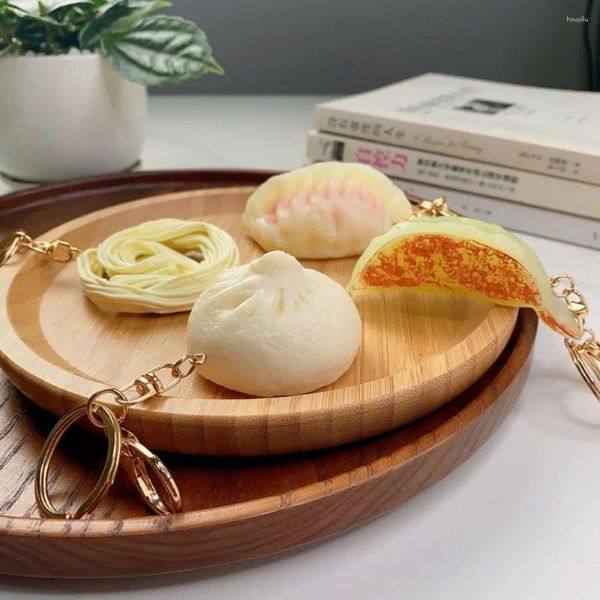 Llaveros Simulación Comida Llavero Dumplings Baozi Fideos PVC Mini Hervido Llavero Jiaozi Juguetes Bolsa Mochila Adorno Regalo