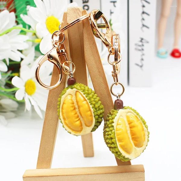 Keychains Simulación de fruta Durian Keychain Malasia Tailandia Especialidad King Rey Ornamentos creativos